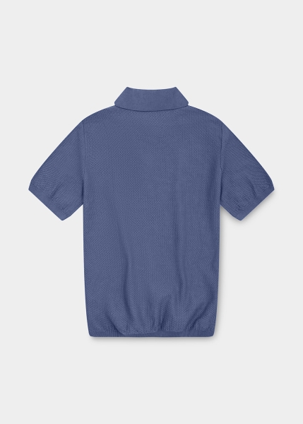 Poloshirt "Edelweiß Strick" - blaugrau